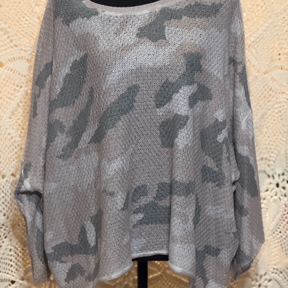 POL Gray Camouflage Crew Neck Sweater